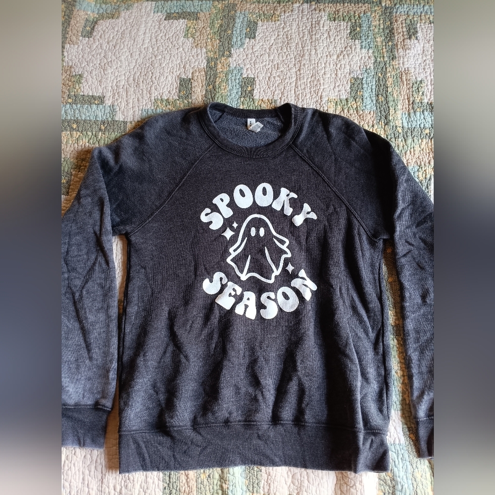 Womens Bella Canvas Spooky Season Gray Sweatshirt Size  M